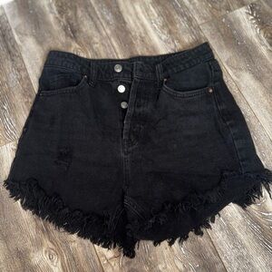 wild fable Black Distressed Frayed Hem Denim Shorts